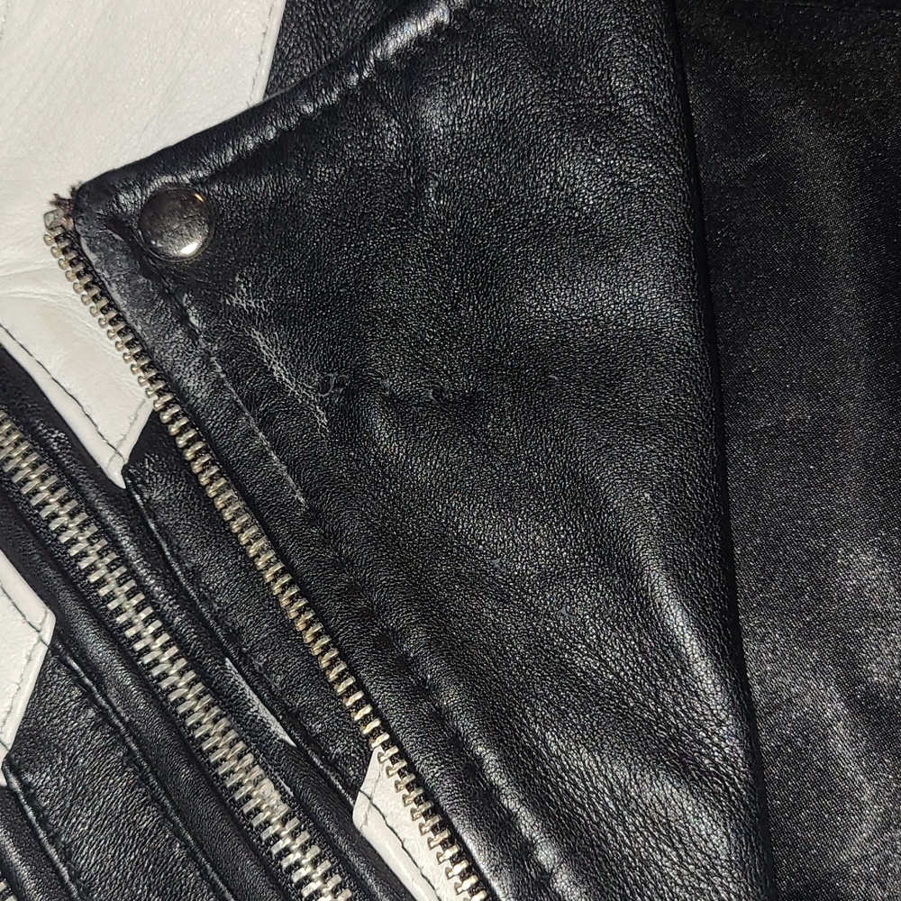 Killstar Black & White Real Leather Jacket - Picture 4 of 11